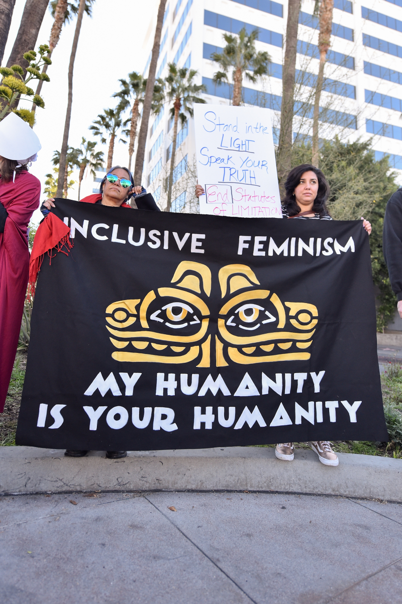 Illustration for article titled During the Newly Woke Academy Awards, These #OscarsSoComplicit Activists Protested Statutes of Limitations for Rape
